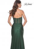 Picture of: Rhinestone Embellished Gown with Ruched Skirt in Dark Emerald, Style: 32316, Detail Picture 5