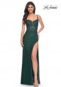 Picture of: Rhinestone Embellished Fishnet Dress with Lace Details in Green, Style: 32409, Detail Picture 5
