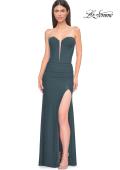 Picture of: Strapless Corset Style Prom Dress with Illusion Back in Dark Emerald, Style 32941, Detail Picture 5