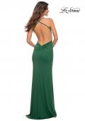 Picture of: Jersey Long Dress with Ruched Design on Front Waist in Dark Emerald, Detail Picture 6
