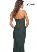Picture of: Sweetheart Strapless Rhinestone Encrusted Gown in Dark Emerald, Detail Picture 6