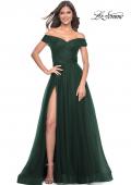 Picture of: A-Line Tulle Prom Dress with Off the Shoulder Top in Dark Emerald, Style: 30498, Detail Picture 6