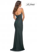 Picture of: Sweetheart Strapless Gown with Side Ruching in Dark Emerald, Detail Picture 6