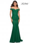 Picture of: Chic Off the Shoulder Evening Dress with Ruching in Dark Emerald, Detail Picture 6
