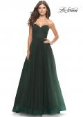 Picture of: Illusion Bodice A-line Gown with Boning and Defined Cups in Dark Emerald, Style: 31205, Detail Picture 6