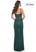 Picture of: Rhinestone Fishnet Dress with Lace Detail on Sheer Bodice in Green, Style: 32232, Detail Picture 6