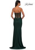 Picture of: Evening Dress with Illusion Strapless Bodice and Lace Applique in Dark Emerald, Style: 32912, Detail Picture 6