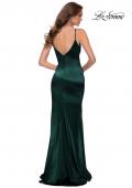Picture of: Chic Long Stretch Satin Gown with V Neck and Back in Dark Emerald, Style 29960, Detail Picture 7