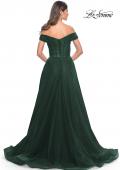 Picture of: A-Line Tulle Prom Dress with Off the Shoulder Top in Dark Emerald, Style: 30498, Detail Picture 7