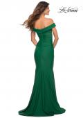 Picture of: Chic Off the Shoulder Evening Dress with Ruching in Dark Emerald, Detail Picture 7
