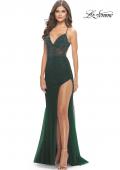 Picture of: Rhinestone Fully Embellished Prom Dress with Sheer Bodice in Dark Emerald, Style: 31256, Detail Picture 7