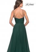 Picture of: Chiffon Dress with Pleated Bodice and Pockets in Dark Emerald, Style: 31500, Detail Picture 7