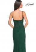 Picture of: Net Jersey Fitted Dress with Ruched Bustier Top in Dark Emerald, Style: 32239, Detail Picture 7