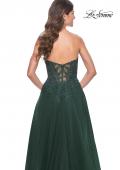 Picture of: Rhinestone Tulle A-Line Gown with Lace Bodice in Jewel Tones in Dark Emerald, Style: 32253, Detail Picture 7