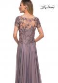 Picture of: Chiffon Evening Gown with Lace Bodice in Dark Mauve, Detail Picture 3