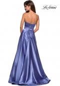 Picture of: Strapless Metallic Prom Gown with Empire Waist in Dark Periwinkle, Style: 27506, Back Picture