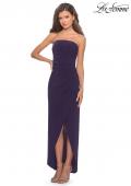 Picture of: Long Strapless Jersey Dress with Side Ruching in Dark Purple, Style: 28204, Main Picture