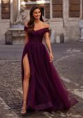 Picture of: A-Line Tulle Prom Dress with Off the Shoulder Top in Dark Berry, Style: 30498, Main Picture