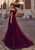 Picture of: A-Line Tulle Prom Dress with Off the Shoulder Top in Dark Berry, Style: 30498, Back Picture