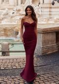 Picture of: Strapless Ruched Net Jersey Gown with Sweetheart Top in Dark Berry, Style: 31899, Back Picture