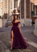 Picture of: A-Line Tulle Prom Dress with Off the Shoulder Top in Dark Berry, Style: 30498, Detail Picture 2