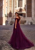 Picture of: A-Line Tulle Prom Dress with Off the Shoulder Top in Dark Berry, Style: 30498, Detail Picture 3