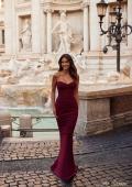 Picture of: Strapless Ruched Net Jersey Gown with Sweetheart Top in Dark Berry, Style: 31899, Detail Picture 3