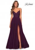 Picture of: Tulle A-line Dress with Patterned Rhinestone Bodice in Dark Purple, Style: 28511, Detail Picture 4