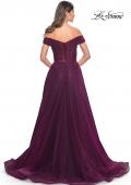 Picture of: A-Line Tulle Prom Dress with Off the Shoulder Top in Dark Berry, Style: 30498, Detail Picture 5