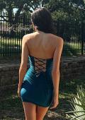 Picture of: Stretch Lace Short Dress with Bustier Top in Dark Berry, Style: 32625, Detail Picture 6