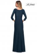 Picture of: Ultra Soft Jersey Long Dress with Three-Quarter Sleeves in Dark Teal, Back Picture