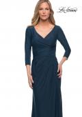 Picture of: Ultra Soft Jersey Long Dress with Three-Quarter Sleeves in Dark Teal, Detail Picture 3
