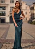 Picture of: Metallic Jersey Gown with V-Neckline and Low Back in Dark Teal, Style: 33425, Main Picture