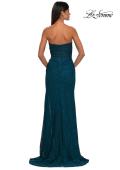 Picture of: Simple Long Stretch Lace Prom Dress with Ruching in Dark Teal, Style: 32773, Detail Picture 8