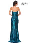 Picture of: Strapless Chic Metallic Jersey Dress with Criss Cross Bodice in Dark Teal, Style 32876, Detail Picture 8
