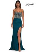 Picture of: Fabulous Prom Dress with Rhinestone Corset Bodice and Simple Skirt in Dark Teal, Style: 32669, Detail Picture 11