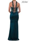 Picture of: Beaded High Neck Lace-Up Jersey Gown in Dark Teal, Style: 33696, Detail Picture 11