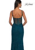 Picture of: Stretch Lace Prom Dress with Illusion Back and Sides in Dark Teal, Style: 32529, Detail Picture 12