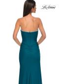 Picture of: Jersey Long Prom Dress with Ruching and Chic Rhinestone Neckline in Dark Teal, Style 32756, Detail Picture 12