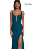 Picture of: Corset Jersey Prom Dress with Deep V Neckline in Dark Teal, Style: 32763, Detail Picture 12