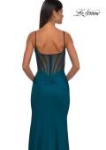 Picture of: Corset Jersey Prom Dress with Deep V Neckline in Dark Teal, Style: 32763, Detail Picture 13
