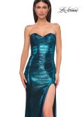 Picture of: Strapless Chic Metallic Jersey Dress with Criss Cross Bodice in Dark Teal, Style 32876, Detail Picture 13