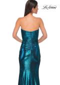 Picture of: Strapless Chic Metallic Jersey Dress with Criss Cross Bodice in Dark Teal, Style 32876, Detail Picture 14