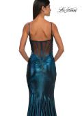 Picture of: Mermaid Metallic Jersey Dress with Draped Neckline in Dark Teal, Style: 32897, Detail Picture 14