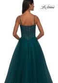 Picture of: Beautiful A-line Prom Dress with Rhinestone Encrusted Corset Top in Dark Teal, Style: 32754, Detail Picture 19