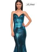 Picture of: Mermaid Metallic Prom Dress with Sweetheart Strapless Top in Dark Teal, Style 32995, Detail Picture 19