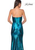Picture of: Strapless Draped Neckline Prom Dress in Metallic Jersey in Dark Teal, Style 32828, Detail Picture 28