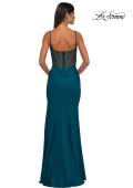 Picture of: Corset Jersey Prom Dress with Deep V Neckline in Dark Teal, Style: 32763, Detail Picture 3