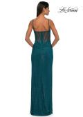 Picture of: Sparkling Long Prom Dress with Rhinestones and Ruching in Dark Teal, Style: 32578, Detail Picture 4