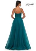 Picture of: Prom Dress with Sparkle Tulle and Ruched Corset Top in Dark Teal, Style: 32680, Detail Picture 5